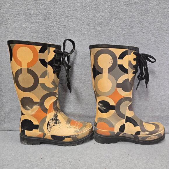Coach Signature Periwinkle Rain Boots Size 8 - Picture 7 of 10